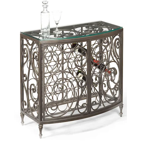 Scrolled Metal Wine Server with Glass Top